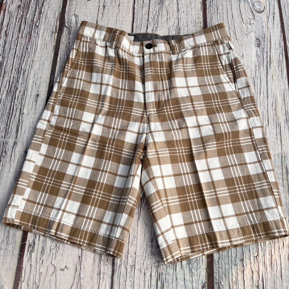 Amazon Essentials Men's Classic-Fit 9" Short - Khaki Brown Plaid ( Size 30 ) - Picture 1 of 13